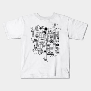 Rube Goldberg Machine Engineering Blueprint Black Kids T-Shirt